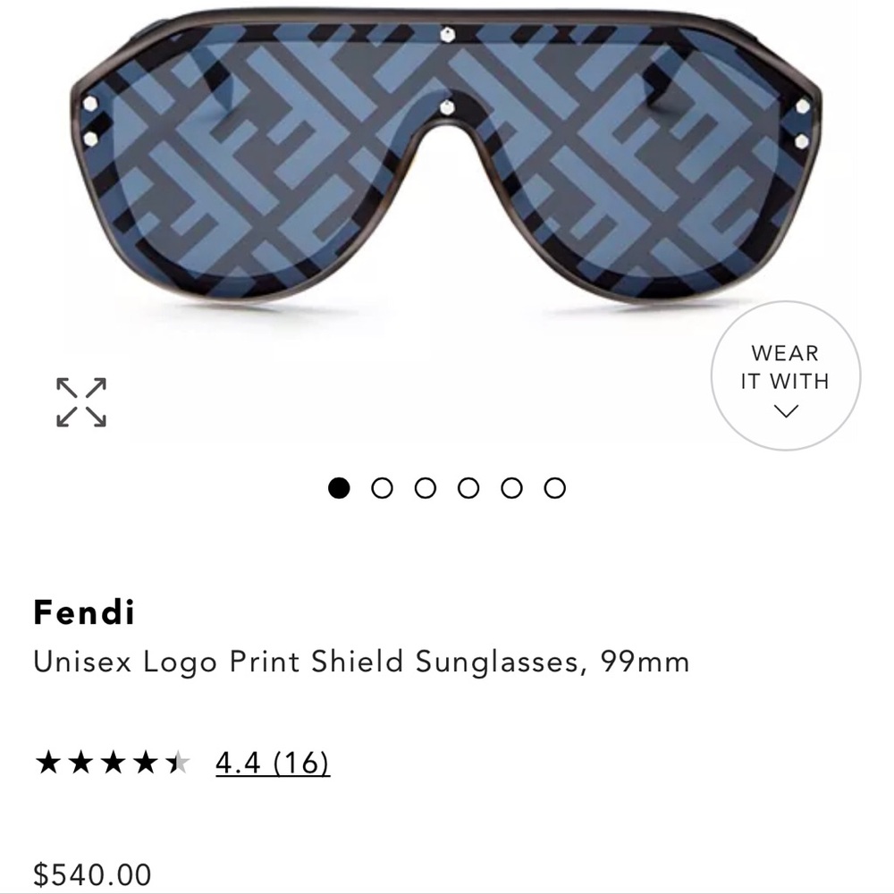Fendi Unisex Logo Print Shield Sunglasses, 99mm